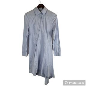 Koche Women Size 4 Light Blue Asymmetrical Shirt Dress Button Up Midi Classic N2